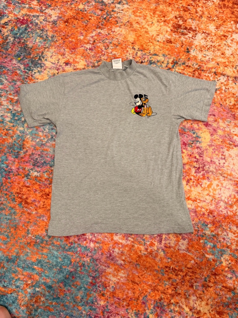 Vintage Mickey Inc Mickey Mouse Pluto T-Shirt Size L Gray Disney Tee 90s Style